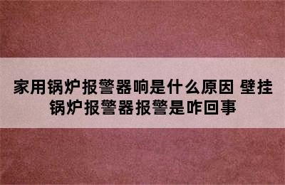 家用锅炉报警器响是什么原因 壁挂锅炉报警器报警是咋回事